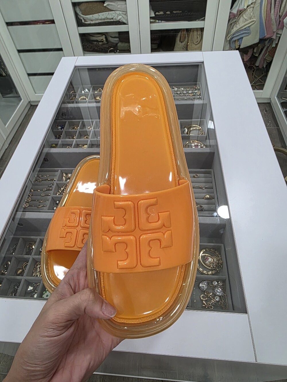 Tory Burch Bubble Jelly Slides - Orange - Size 9 - Picture 6 of 7